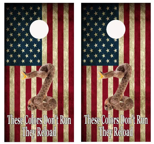 These Colors Don't Run They Reload Cornhole Wrap Decal with Free Laminate Included Ripper Graphics
