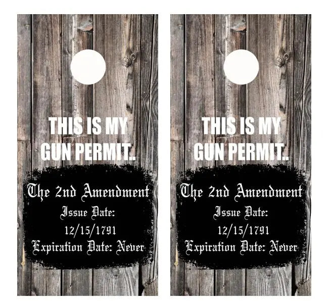 KT Cornhole Skins and Boards This Is My Gun Permit Cornhole Wood Board ...