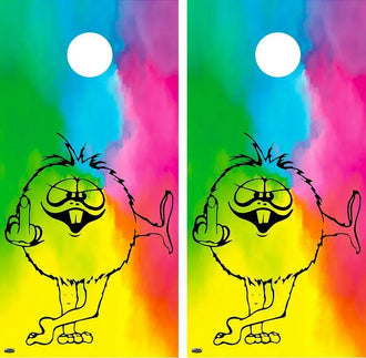 Tie Dye Finger Monster Cornhole Wood Board Skin Wrap Ripper Graphics