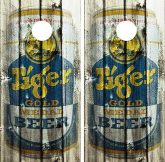 Tiger Gold Metal Beer Vintage Cornhole Wrap FREE LAMINATE Ripper Graphics