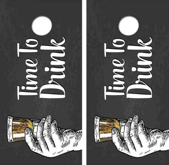 Time To Drink Cornhole Wood Board Skin Wrap Ripper Graphics