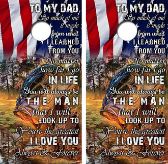 To My Dad Cornhole Wood Board Skin Wraps FREE LAMINATE Ripper Graphics