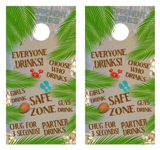 Tropical Beach Drinking Game Cornhole Wrap Decal with Free Laminate Included Ripper Graphics
