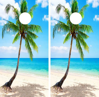 Tropical Beach Palm Tree Cornhole Wood Board Skin Wrap Ripper Graphics