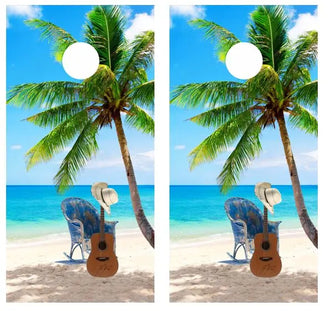 Tropical Palm Tree Guitar Beach Cornhole Wood Board Skin Wr Ripper Graphics