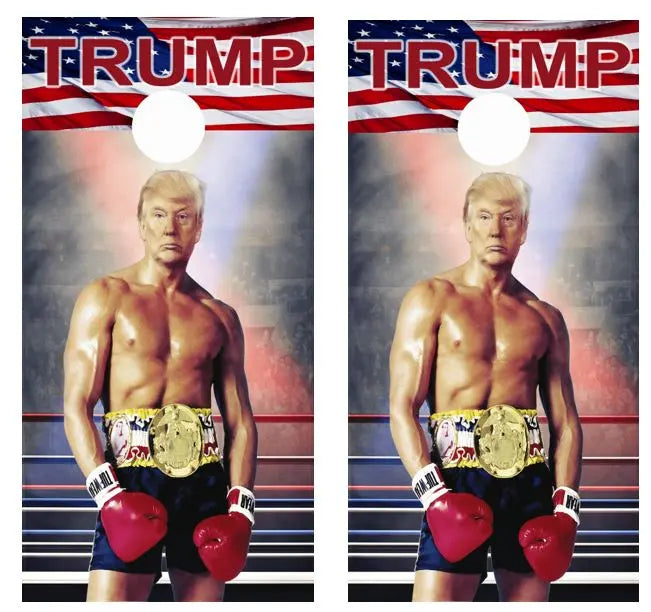 Trump Rocky Balboa Cornhole Wood Board Skin Wrap Ripper Graphics