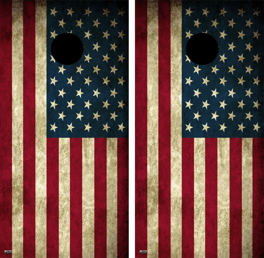 U.S Flag Vintage Cornhole Board Skin Wrap FREE LAMINATE Ripper Graphics
