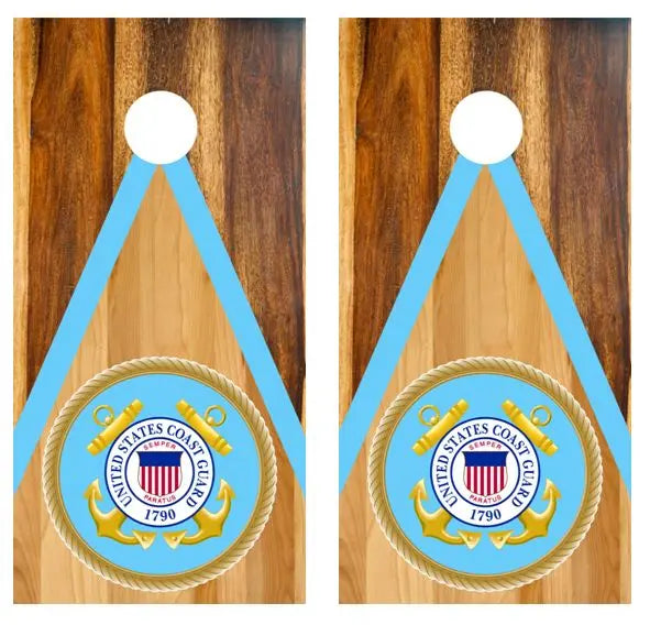 U.S. Coast Guard Two Tone Wood Cornhole Wood Board Skin Wrap Ripper Graphics