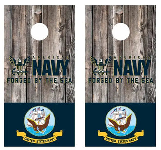 US Navy forged By The Sea Barnwood Cornhole Wood Board Skin Wr Ripper Graphics