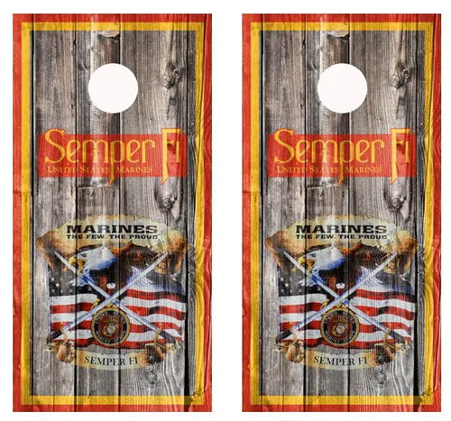 USMC Semper Fi Barnwood Cornhole Wood Board Skin Wr Ripper Graphics