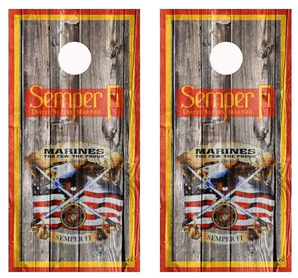 USMC Semper Fi Barnwood Cornhole Wood Board Skin Wr Ripper Graphics