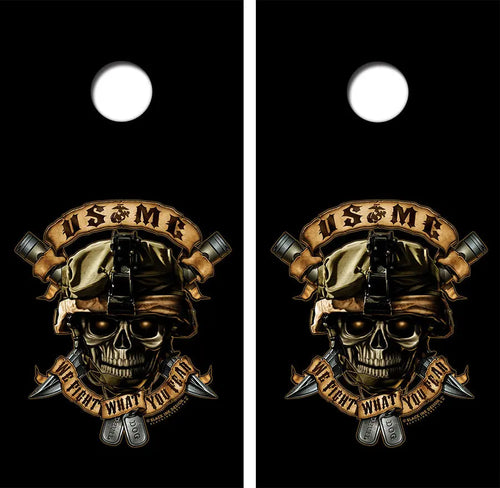 USMC Skull Cornhole Wood Board Skin Wraps FREE LAMINATE Ripper Graphics