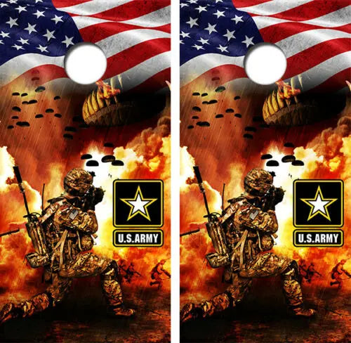 United States Army American Flag Cornhole Wood Board Skin Wraps Ripper Graphics