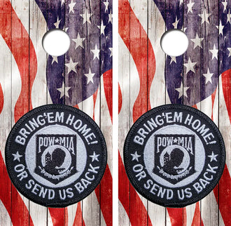 United States POW*MIA Cornhole Wood Board Skin Wraps FREE LAMINATE Ripper Graphics