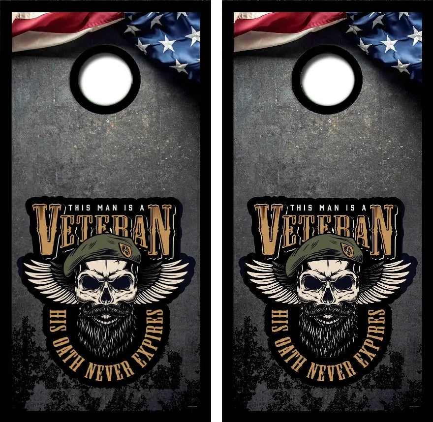 Veteran Oath Never Expires Cornhole Wrap Decal with Free Laminate Included Ripper Graphics