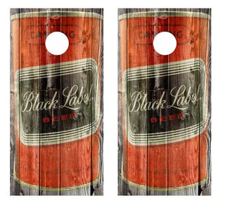 Vintage Black Label Beer - Beer Can Barnwood Cornhole Wood Board Skin Wr Ripper Graphics