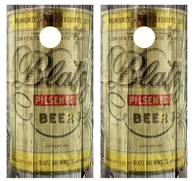Vintage Blatz Pilsner Beer - Beer Can Barnwood Cornhole Woo Ripper Graphics