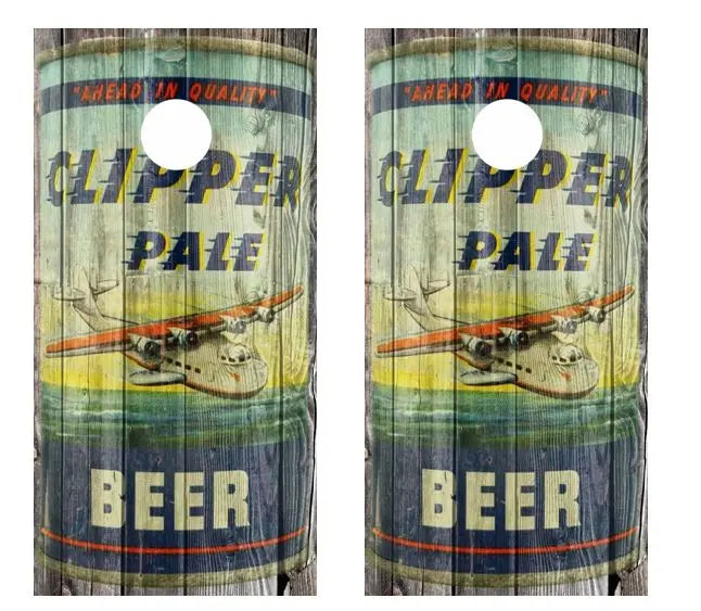 Vintage Clipper Pale Beer -  Beer Can Barnwood Cornhole Wood Board Ripper Graphics