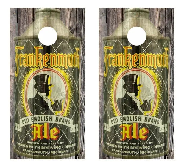 Vintage Frankenmuth Ale - Cone Top Beer Can Barnwood Cornhole Wood Board Ripper Graphics