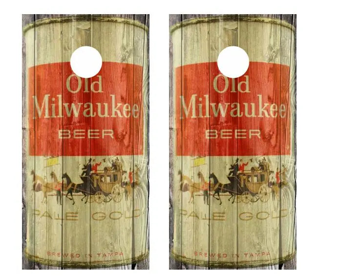 Vintage Old Milwaukee Beer - Beer Can Barnwood Cornhole Wood Board Skin Ripper Graphics