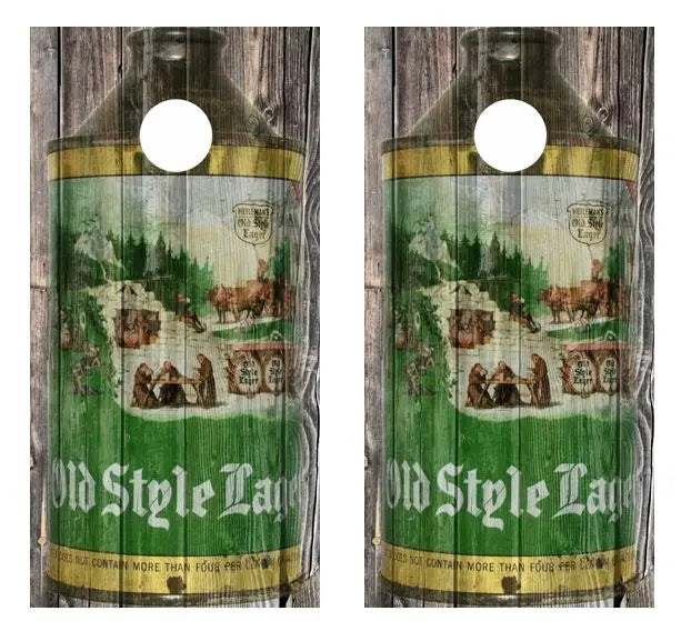 Vintage Old Style Beer - Cone Top Beer Can Barnwood Cornhole Wood Board Skin Ripper Graphics