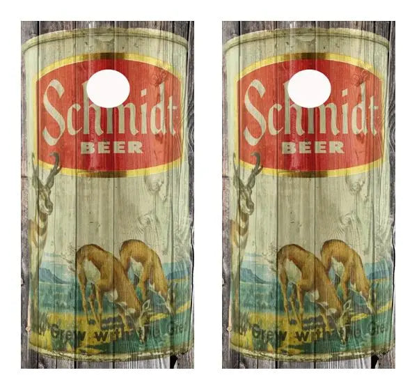 Vintage Schmidt Beer Antelope -  Beer Can Barnwood Cornhole Wood B Ripper Graphics