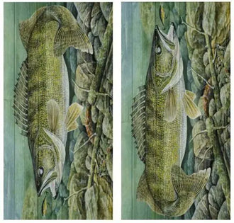 Walleye Fishing Barnwood Cornhole Wood Board Skin Wrap Ripper Graphics