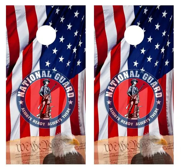 We The People/ National Guard American Flag Cornhole Board FREE LAMINATE Ripper Graphics