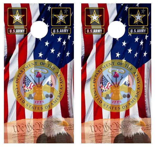 We The People/ U.S. Army American Flag Cornhole Board Wrap FREE LAMINATE Ripper Graphics