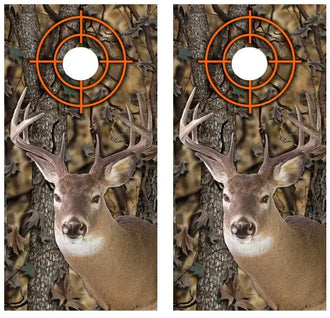 White Tail Buck Camo Cornhole Wood Board Skin Wrap Ripper Graphics
