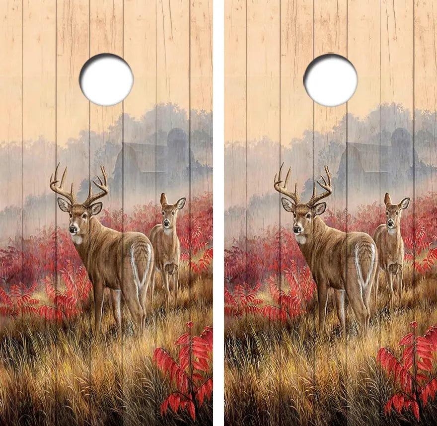 Whitetail Buck Fog Lifting Cornhole Wrap Decal with Free Laminate Included Ripper Graphics