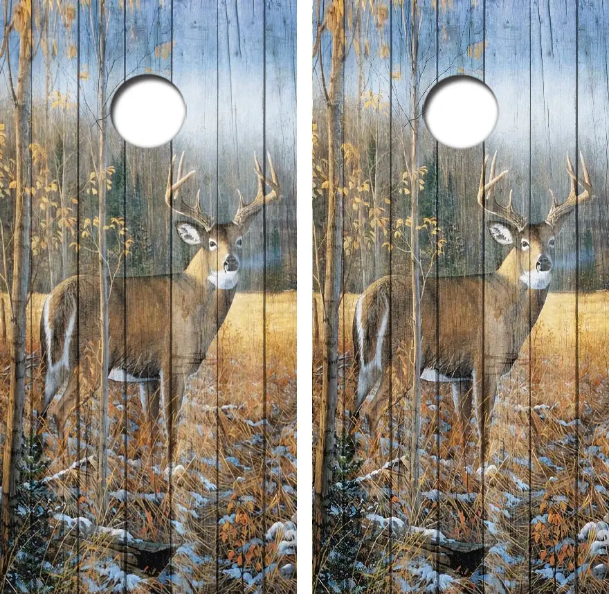 Whitetail Buck Woods Edge Cornhole Wrap Decal with Free Laminate Included Ripper Graphics