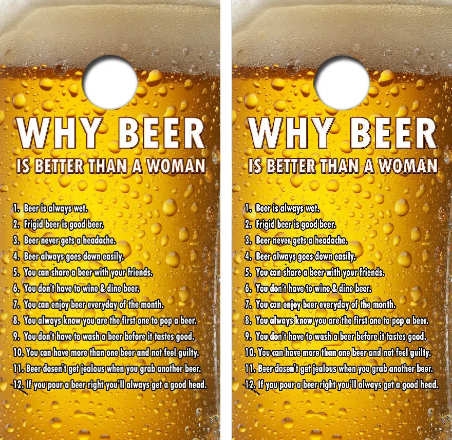 Why Beer Is Better Cornhole Wrap Decal with Free Laminate Included Ripper Graphics