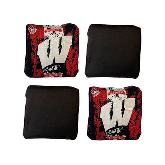 Wisconsin Badger Officially Licensed Two-Sided Pro-Level Regulation All Weather Resistant Cornhole Bag | Set of 4 FH2112BAGSB(Black) KT Cornhole Wraps and Boards