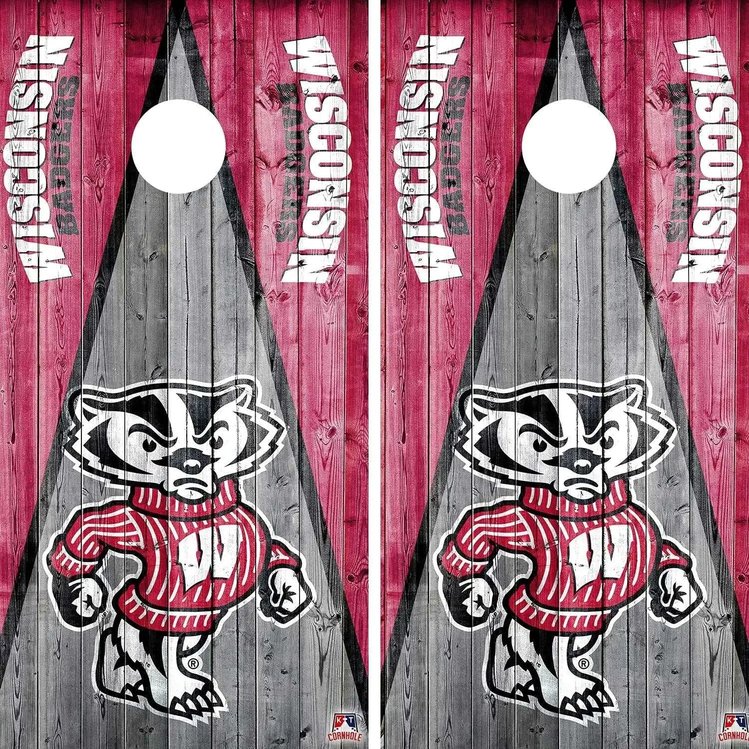 Wisconsin Badgers Cornhole Vinyl Wraps and Cornhole Boards (2 Pack) FH2044 - Officially Licensed KT Cornhole