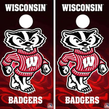 Load image into Gallery viewer, &quot;Wisconsin Badgers Cornhole Vinyl Wraps and Cornhole Boards (2 Pack) FH2046 - Officially Licensed KT Cornhole &quot;
