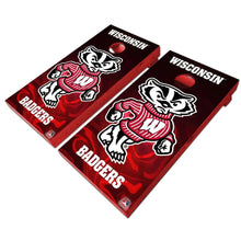 Load image into Gallery viewer, &quot;Wisconsin Badgers Cornhole Vinyl Wraps and Cornhole Boards (2 Pack) FH2046 - Officially Licensed KT Cornhole &quot;

