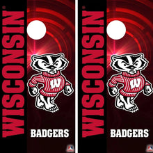 Load image into Gallery viewer, &quot;Wisconsin Badgers Cornhole Vinyl Wraps and Cornhole Boards (2 Pack) FH20462 - Officially Licensed KT Cornhole &quot;
