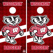 Load image into Gallery viewer, &quot;Wisconsin Badgers Cornhole Vinyl Wraps and Cornhole Boards (2 Pack) FH3000 - Officially Licensed KT Cornhole &quot;
