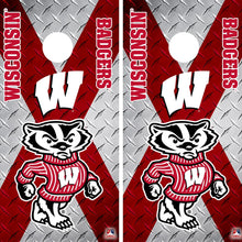 Load image into Gallery viewer, &quot;Wisconsin Badgers Cornhole Vinyl Wraps and Cornhole Boards (2 Pack) FH3004 - Officially Licensed KT Cornhole Wraps and Boards &quot;
