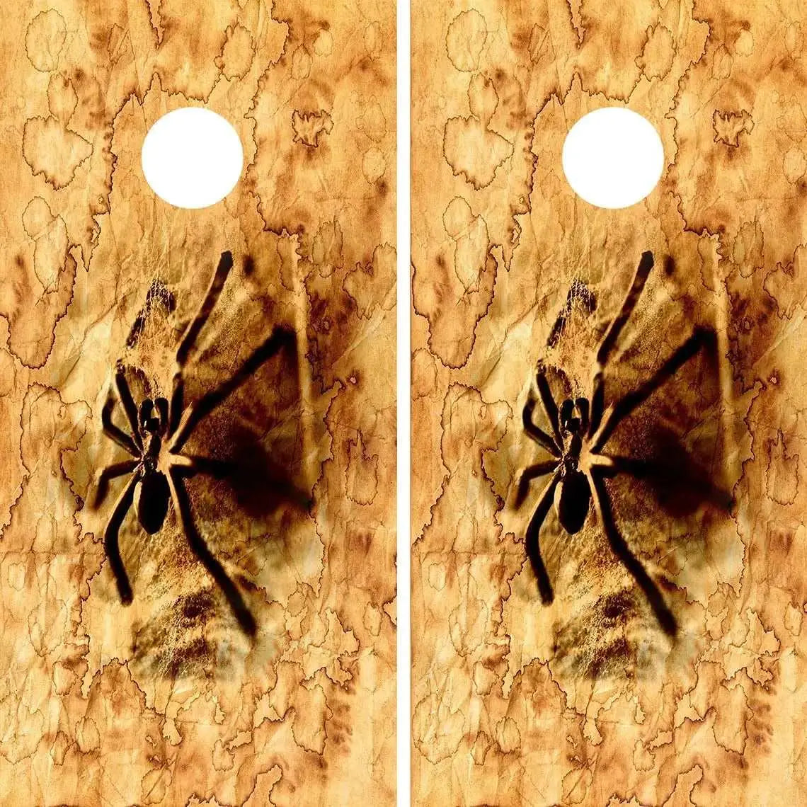 Wood Grain Black Spider Cornhole Vinyl Wraps & Cornhole Boards (2 Pack) FH2101 KT Cornhole