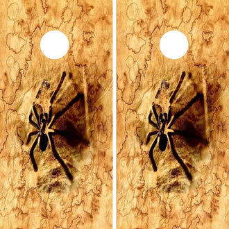 Wood Grain Black Spider Cornhole Vinyl Wraps & Cornhole Boards (2 Pack) FH2101 KT Cornhole