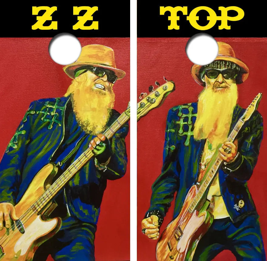 Z.Z. Top Painting Cornhole Wrap Decal with Free Laminate Included Ripper Graphics